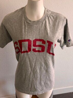 Simple letter printed gray short sleeved T-shirt